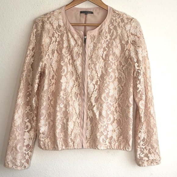 Michael Stars Tops - Michael Stars Lace Overlay Full Zip Top Pink Large